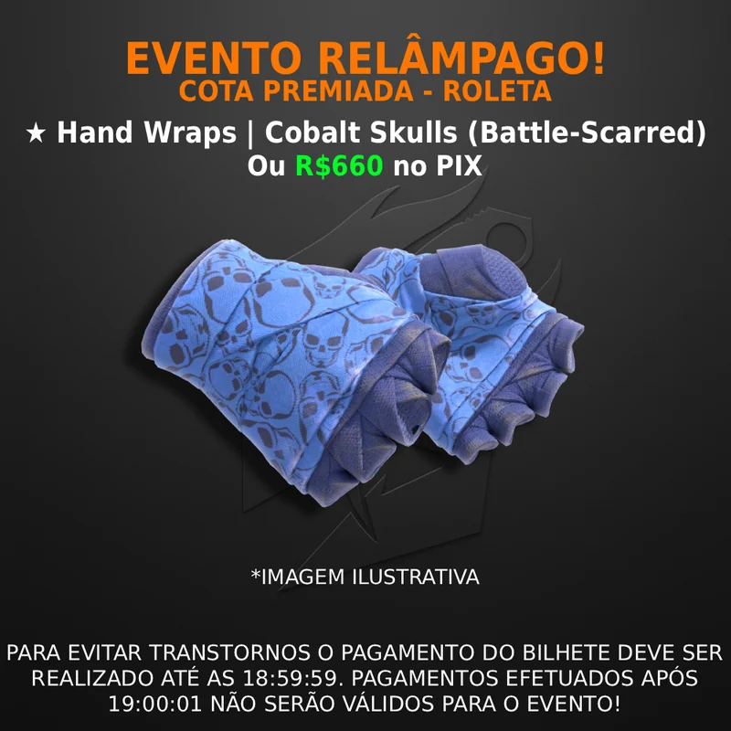 Evento relâmpago: Hand Wraps Cobalt Skulls ou R$660 no Pix
